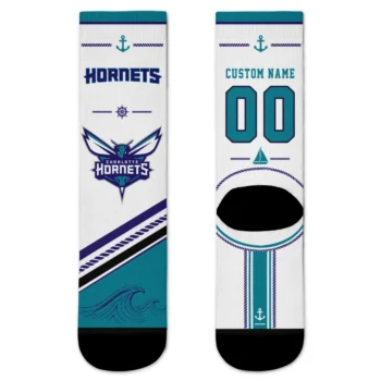 Charlotte Hornets Socks - Customized Nautical Icons Teal White