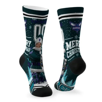 Charlotte Hornets Socks Customized Snowy Scene Teal White Fashion Forward