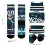 Charlotte Hornets Socks Customized Snowy Scene Teal White Best Selling