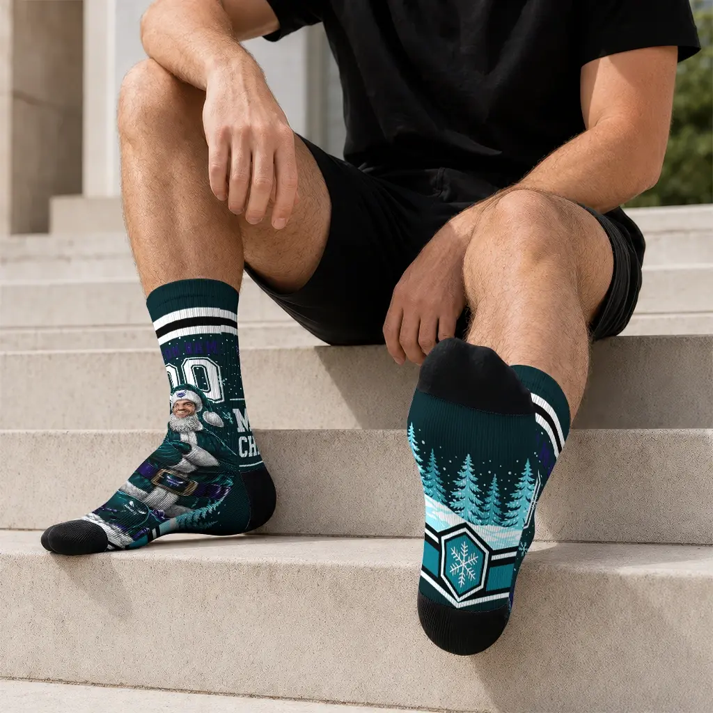 Charlotte Hornets Socks Customized Snowy Scene Teal White Latest Model Charlotte Hornets Socks Customized Snowy Scene Teal White Latest Model