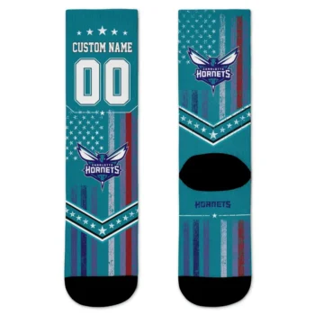 Charlotte Hornets Socks Customized Star Stripes Teal White Best Selling