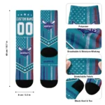 Charlotte Hornets Socks Customized Star Stripes Teal White Best Selling