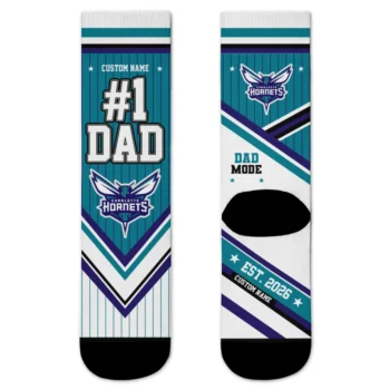 Charlotte Hornets Socks - Personalized Pinstripe Chevron Teal White