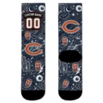 Chicago Bears Socks Custom Scattered Icons Blue Best Selling