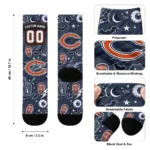 Chicago Bears Socks Custom Scattered Icons Blue Best Selling
