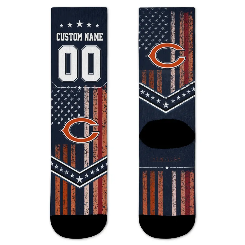 Chicago Bears Socks Customized Star Stripes Blue White Best Selling Chicago Bears Socks Customized Star Stripes Blue White Best Selling