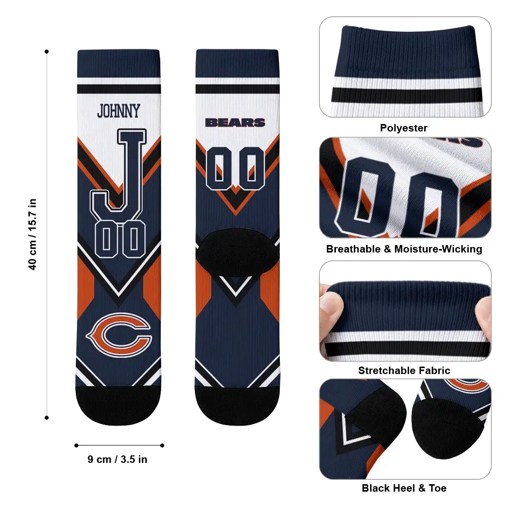 Chicago Bears Socks Personalized Arrow Blocks Blue High Quality Chicago Bears Socks Personalized Arrow Blocks Blue High Quality