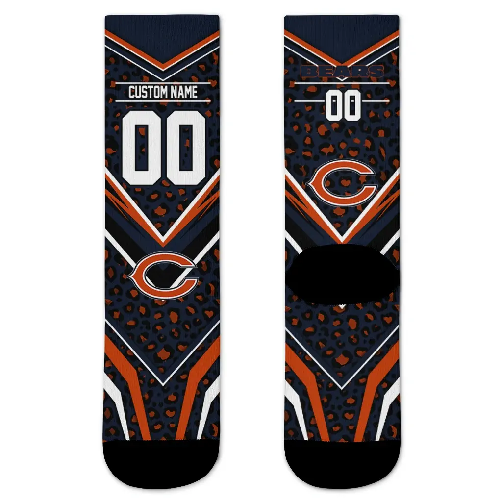 Chicago Bears Socks Personalized Leopard Print Blue Black Best Selling Chicago Bears Socks Personalized Leopard Print Blue Black Best Selling