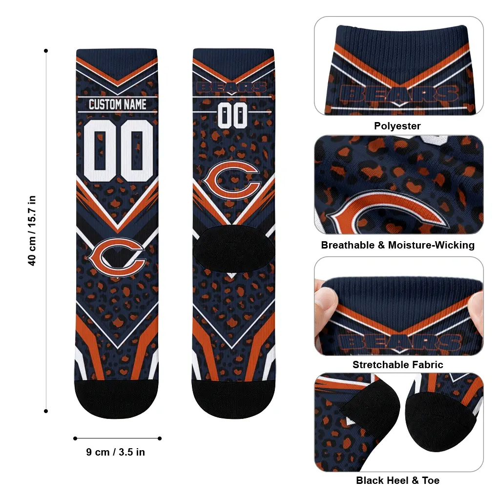 Chicago Bears Socks Personalized Leopard Print Blue Black High Quality Chicago Bears Socks Personalized Leopard Print Blue Black High Quality