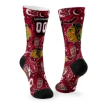 Chicago Blackhawks Socks Custom Scattered Icons Red Best Selling