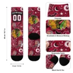 Chicago Blackhawks Socks Custom Scattered Icons Red Best Selling