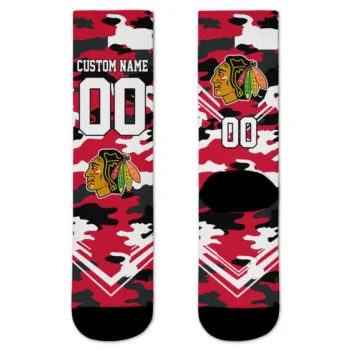 Chicago Blackhawks Socks Custom Woodland Camo Red Best Selling