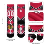Chicago Blackhawks Socks Customized Argyle Pattern Red Best Selling