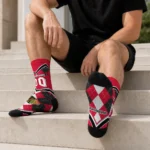 Chicago Blackhawks Socks Customized Argyle Pattern Red Best Selling