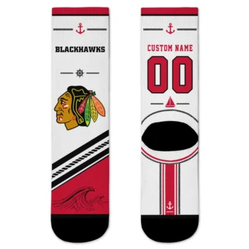 Chicago Blackhawks Socks - Customized Nautical Icons Red White