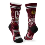 Chicago Blackhawks Socks Customized Snowy Scene Red White Best Selling