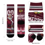 Chicago Blackhawks Socks Customized Snowy Scene Red White Best Selling