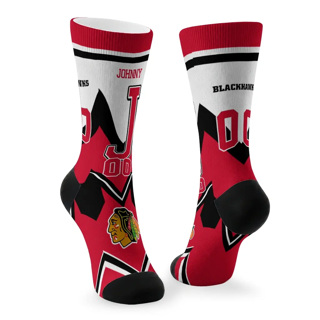 Chicago Blackhawks Socks Personalized Arrow Blocks Red Fashion Forward Chicago Blackhawks Socks Personalized Arrow Blocks Red Fashion Forward