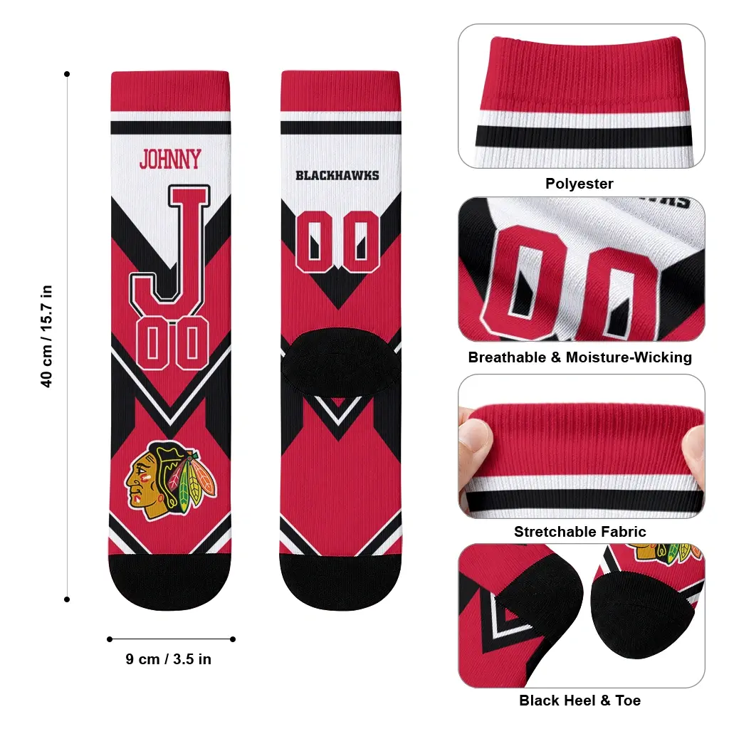 Chicago Blackhawks Socks Personalized Arrow Blocks Red High Quality Chicago Blackhawks Socks Personalized Arrow Blocks Red High Quality