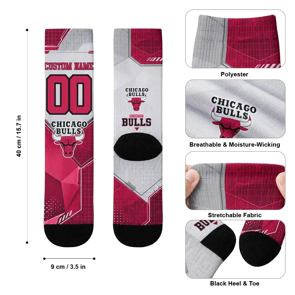 Chicago Bulls Socks Customized Geometric Tech Red High Quality Chicago Bulls Socks Customized Geometric Tech Red High Quality