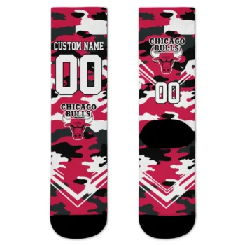 Chicago Bulls Socks Customized Woodland Camo Red Best Selling