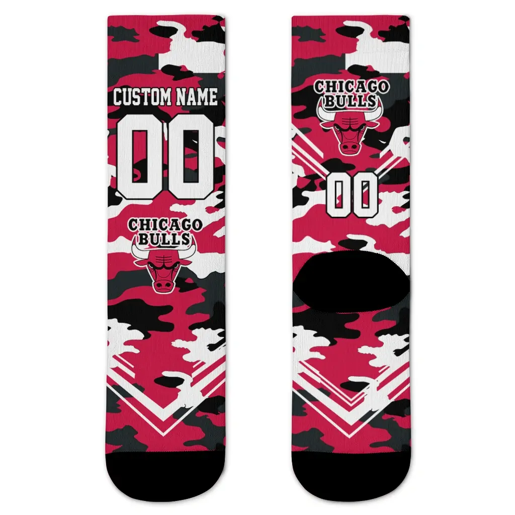 Chicago Bulls Socks Customized Woodland Camo Red Best Selling Chicago Bulls Socks Customized Woodland Camo Red Best Selling