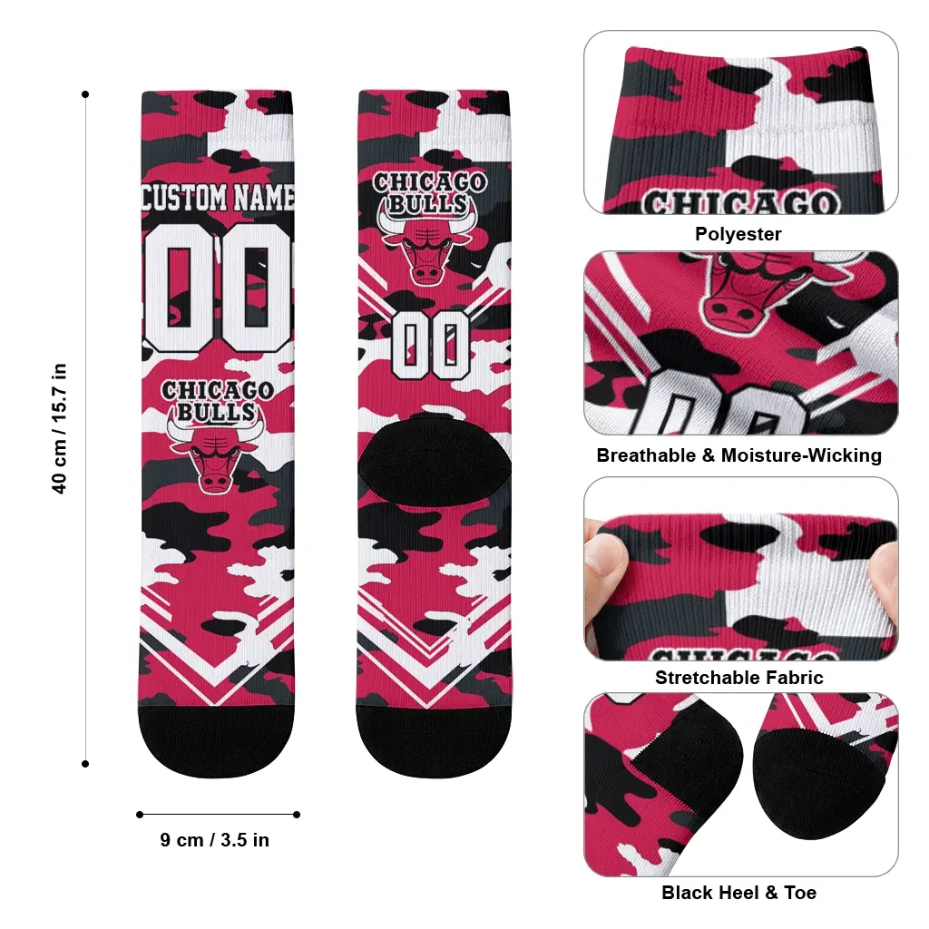 Chicago Bulls Socks Customized Woodland Camo Red High Quality Chicago Bulls Socks Customized Woodland Camo Red High Quality