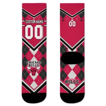 Chicago Bulls Socks Personalized Argyle Pattern Red Best Selling