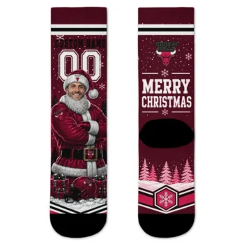 Chicago Bulls Socks Personalized Snowy Scene Red White Best Selling