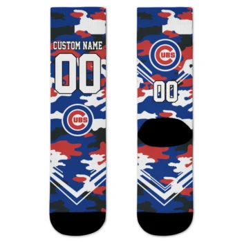 Chicago Cubs Socks - Personalized Woodland Camo Blue