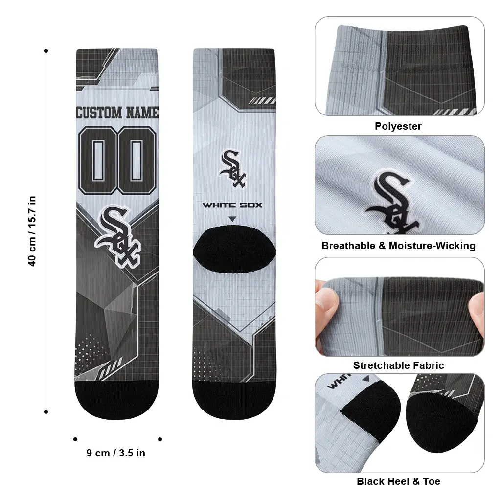 Chicago White Sox Socks Custom Geometric Tech Black High Quality Chicago White Sox Socks Custom Geometric Tech Black High Quality