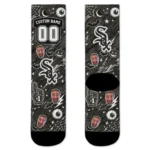 Chicago White Sox Socks Custom Scattered Icons Black Best Selling