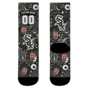 Chicago White Sox Socks Custom Scattered Icons Black Best Selling