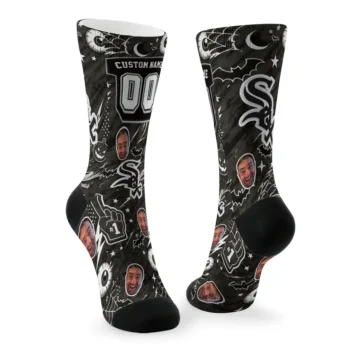 Chicago White Sox Socks Custom Scattered Icons Black Fashion Forward