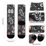 Chicago White Sox Socks Custom Scattered Icons Black Best Selling
