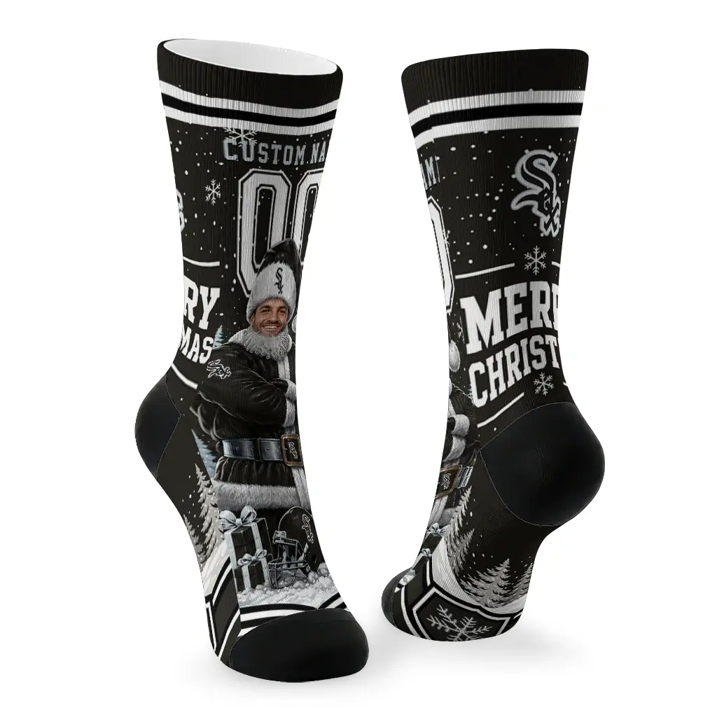 Chicago White Sox Socks Customized Snowy Scene Black White Fashion Forward Chicago White Sox Socks Customized Snowy Scene Black White Fashion Forward