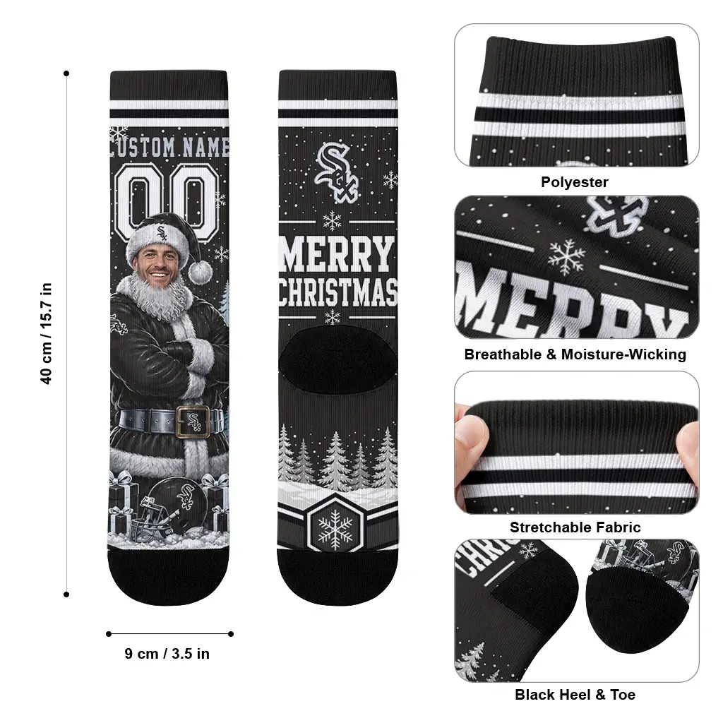 Chicago White Sox Socks Customized Snowy Scene Black White High Quality Chicago White Sox Socks Customized Snowy Scene Black White High Quality