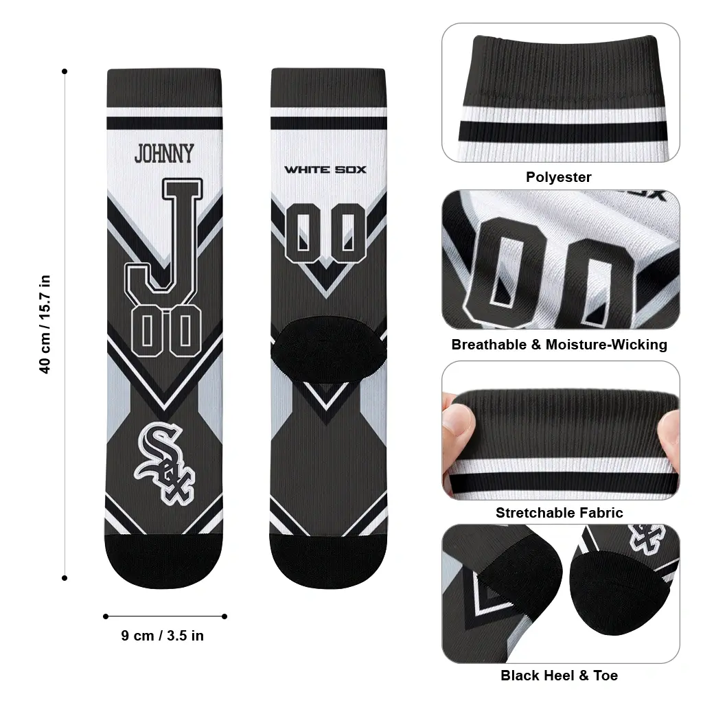 Chicago White Sox Socks Personalized Arrow Blocks Black High Quality Chicago White Sox Socks Personalized Arrow Blocks Black High Quality