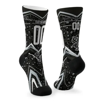 Chicago White Sox Socks Personalized Leopard Print Black Fashion Forward