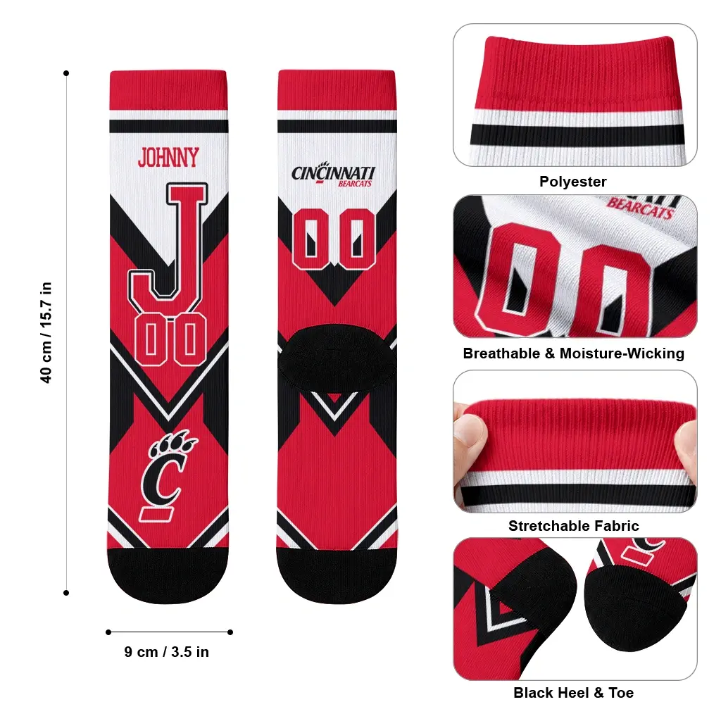 Cincinnati Bearcats Socks Customized Arrow Blocks Red High Quality Cincinnati Bearcats Socks Customized Arrow Blocks Red High Quality