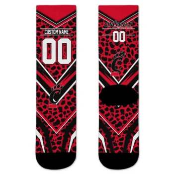 Cincinnati Bearcats Socks Customized Leopard Print Red Black Best Selling