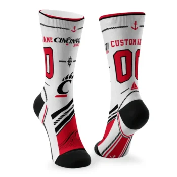 Cincinnati Bearcats Socks Customized Nautical Icons Red White Fashion Forward
