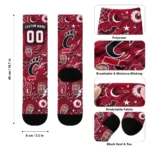 Cincinnati Bearcats Socks Customized Scattered Icons Red Best Selling
