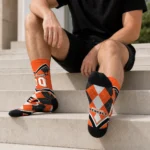 Cincinnati Bengals Socks Personalized Argyle Pattern Orange Best Selling