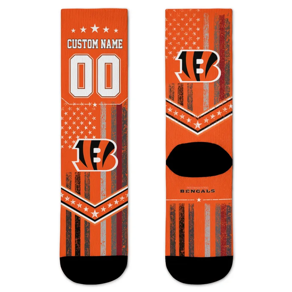 Cincinnati Bengals Socks Personalized Star Stripes Orange White Best Selling Cincinnati Bengals Socks Personalized Star Stripes Orange White Best Selling