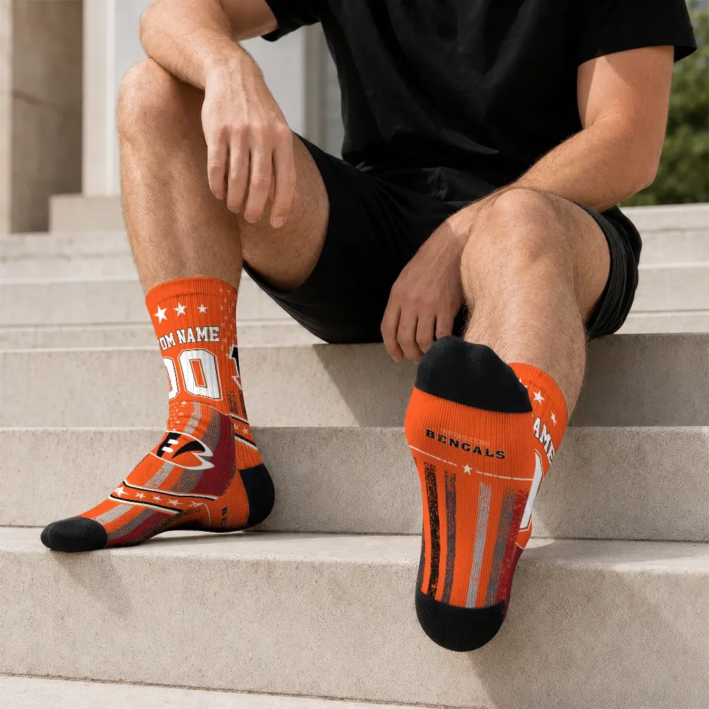 Cincinnati Bengals Socks Personalized Star Stripes Orange White Latest Model Cincinnati Bengals Socks Personalized Star Stripes Orange White Latest Model