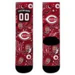 Cincinnati Reds Socks Customized Scattered Icons Red Best Selling