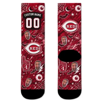 Cincinnati Reds Socks Customized Scattered Icons Red Best Selling