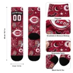Cincinnati Reds Socks Customized Scattered Icons Red Best Selling