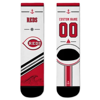 Cincinnati Reds Socks - Personalized Nautical Icons Red White